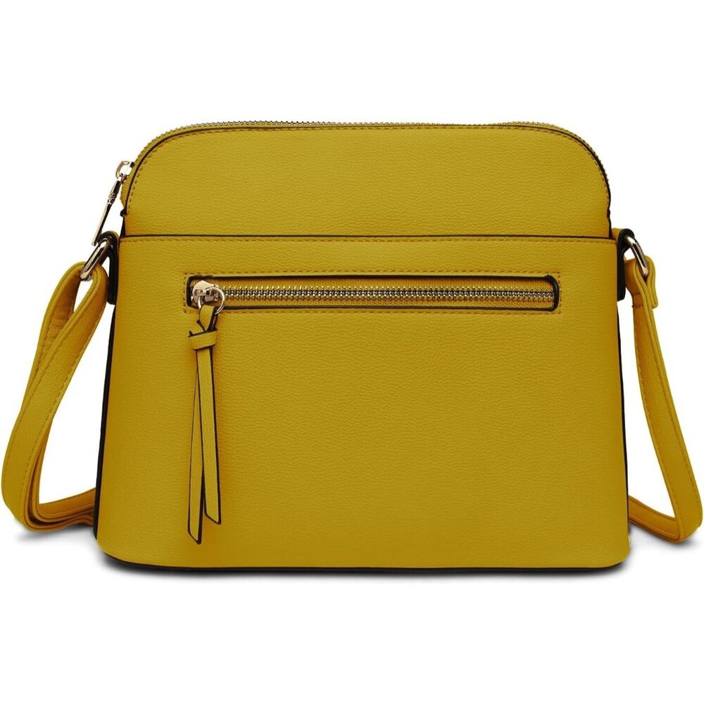 ⚡ Women's Yellow Adjustable Shoulder Strap Zipper Pocket Beautiful Crossbody Bag
